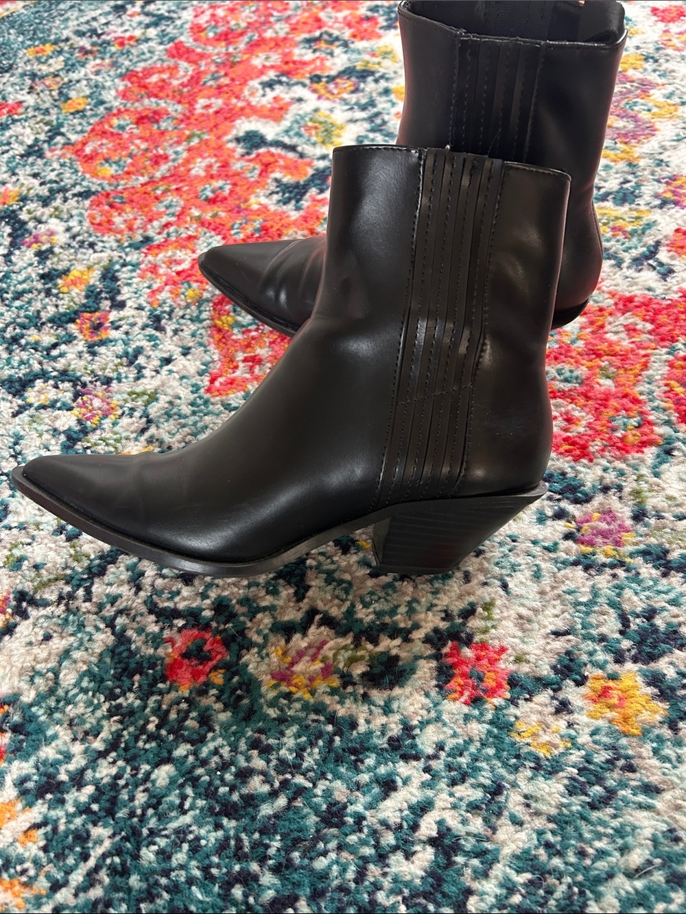 Zara Black Pointed Toe Ankle Booties - Picture 4 of 5